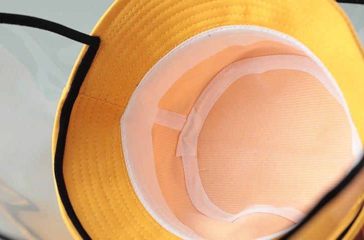 Inside view of a kids protective hat for spitting featuring a soft lining and breathable fabric, perfect for safety and comfort