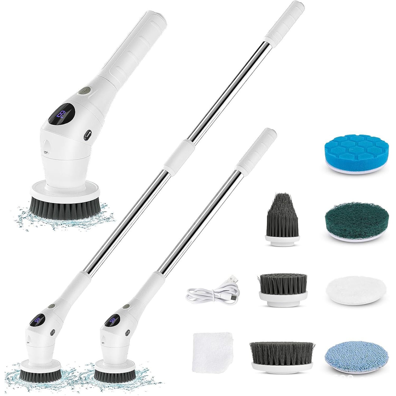 Long handle cleaning brush 8 - in - 1 electric cleaning brush long handle multi - functional - EASY BUYZ