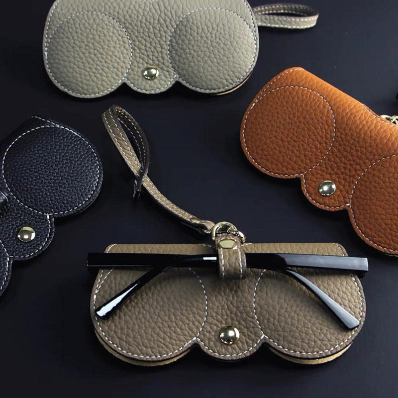 Stylish fashion sunglasses case in five colors featuring a textured leather finish and secure snap closure for protection