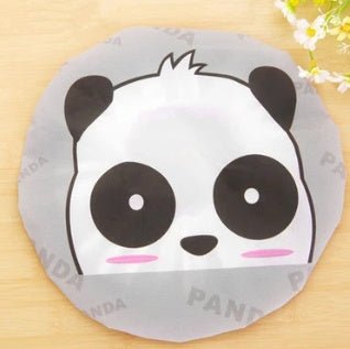 Eco-friendly baby shower hat designed as a cute panda, perfect for toddlers and kids during bath time