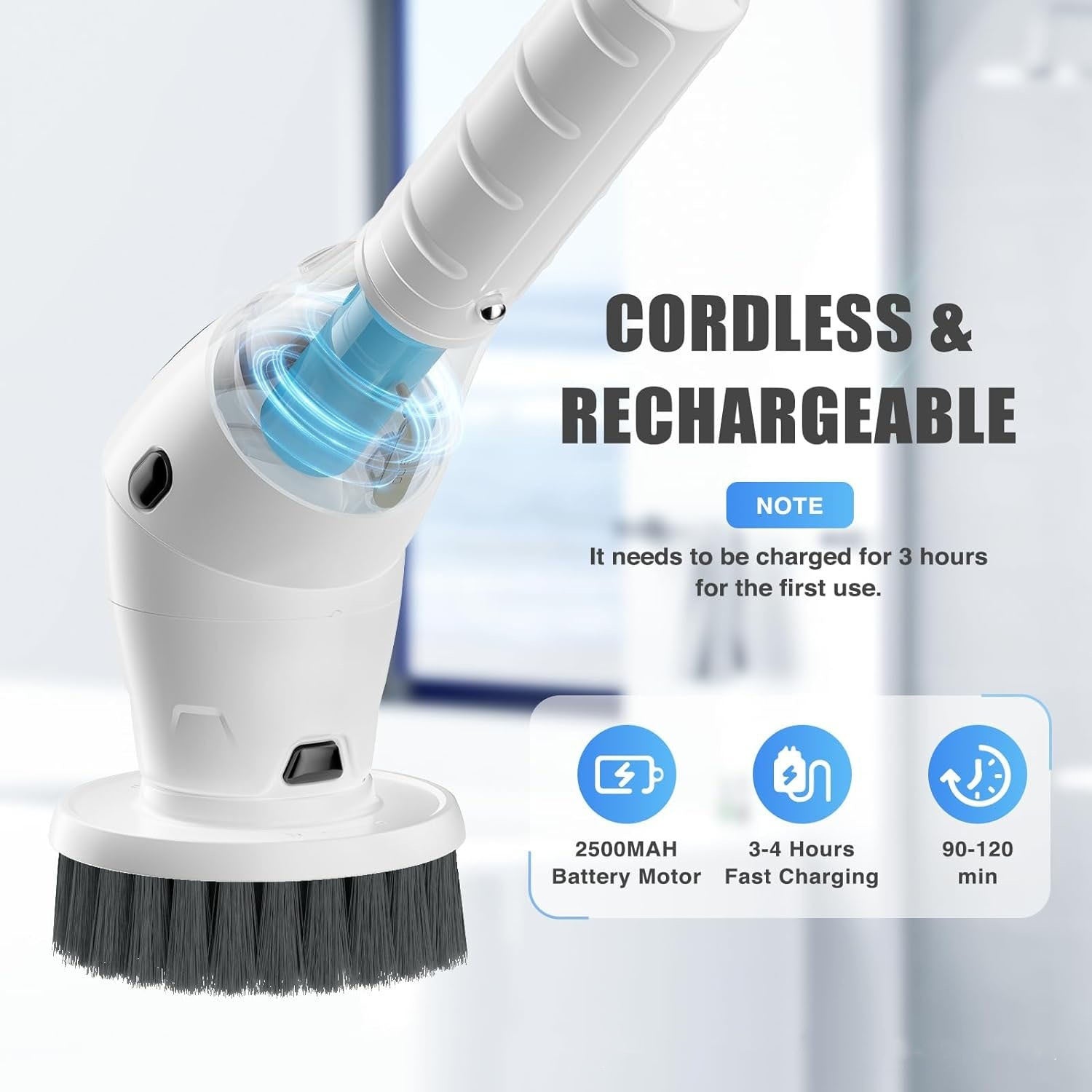 Long handle cleaning brush 8 - in - 1 electric cleaning brush long handle multi - functional - EASY BUYZ