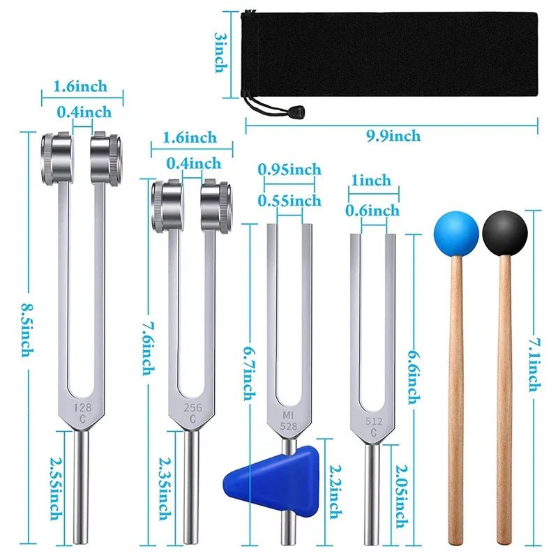 1/4 Pack Tuning Fork Set (128 Hz, 256 Hz, 512 Hz, 528 Hz) - EASY BUYZ