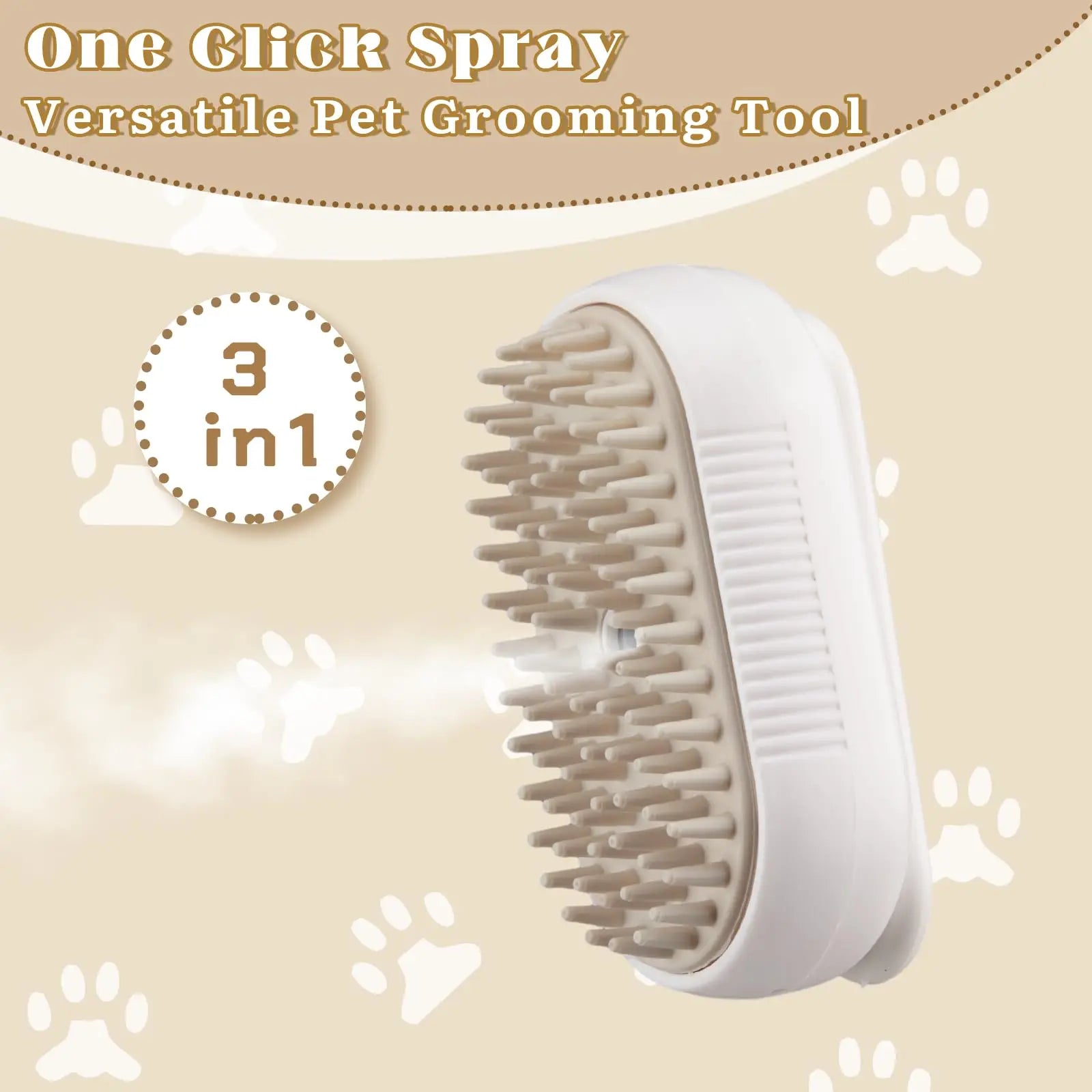 Electric Steamy Cat Brush: 3 - in - 1 for grooming & massage! - EASY BUYZ