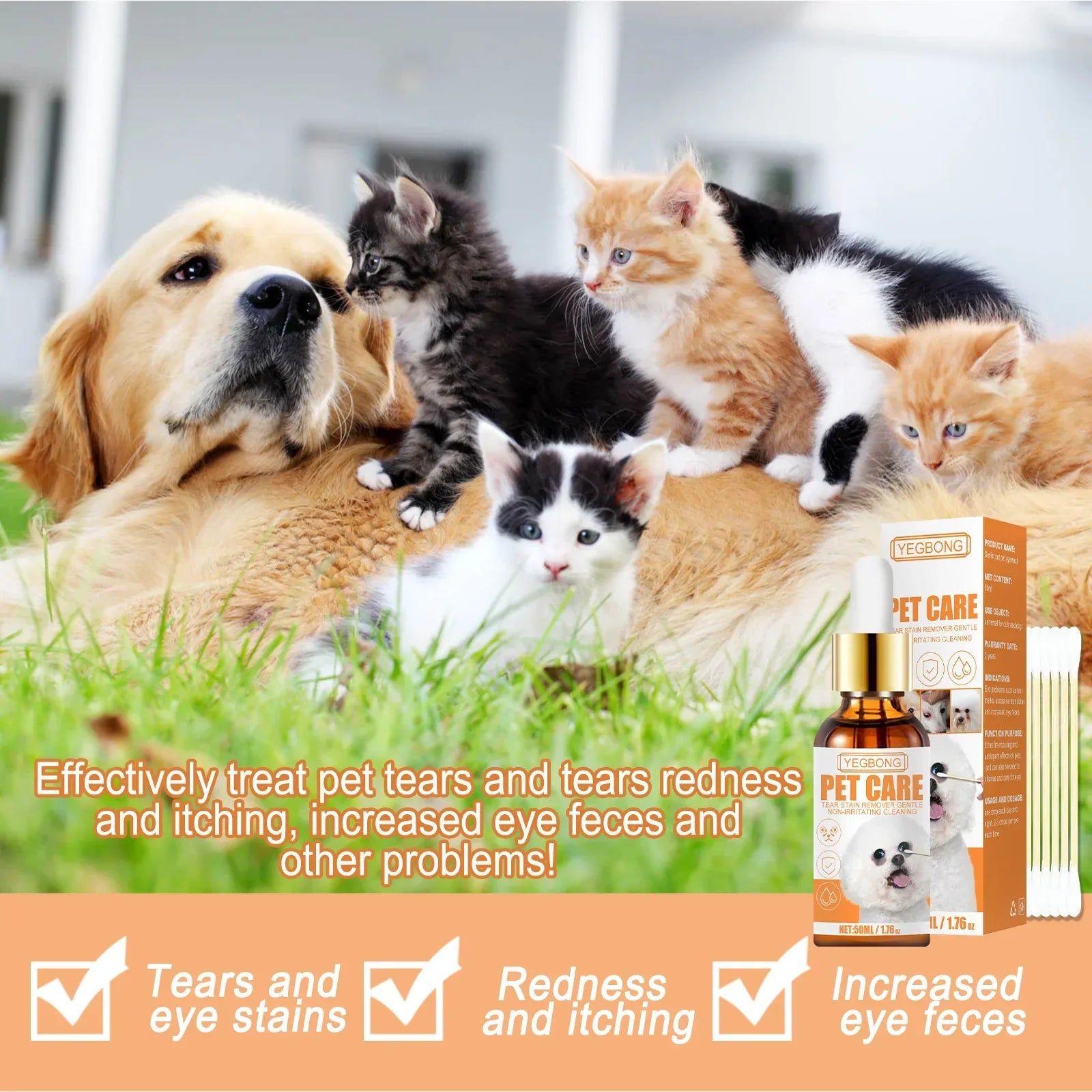 Dog eye wash drops: removes stains, relieves irritation - EASY BUYZ