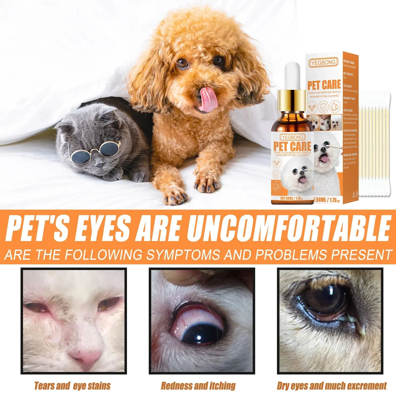 Dog eye wash drops: removes stains, relieves irritation - EASY BUYZ