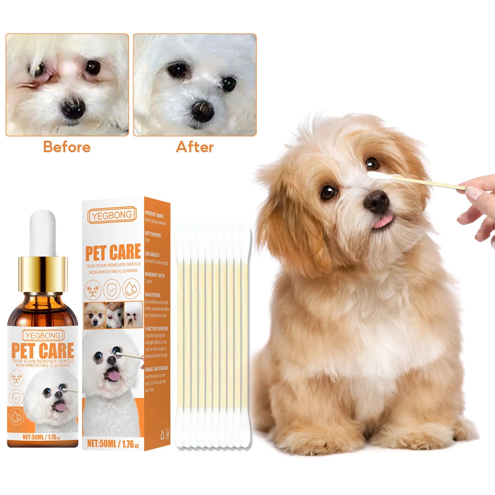 Dog eye wash drops: removes stains, relieves irritation - EASY BUYZ