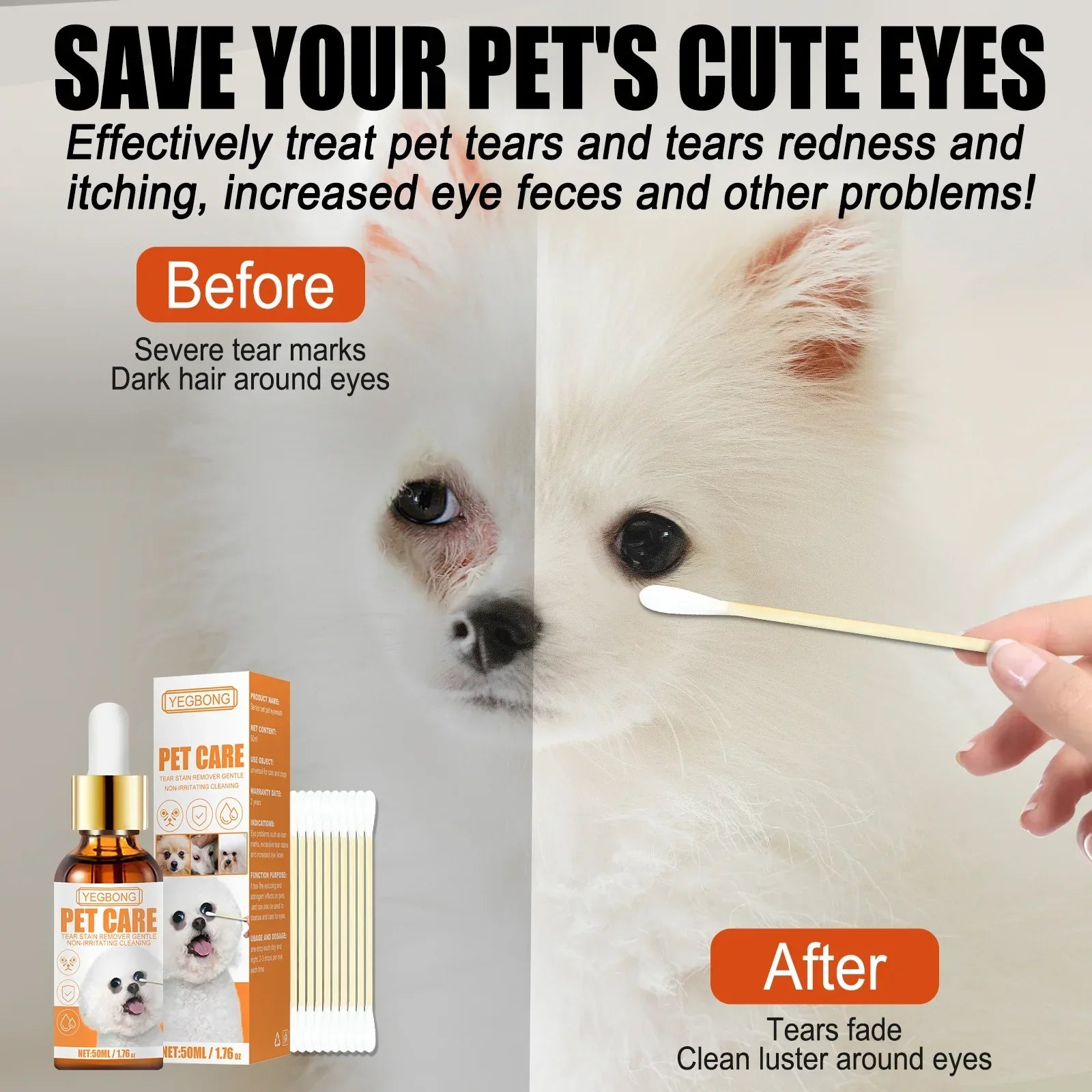 Dog eye wash drops: removes stains, relieves irritation - EASY BUYZ