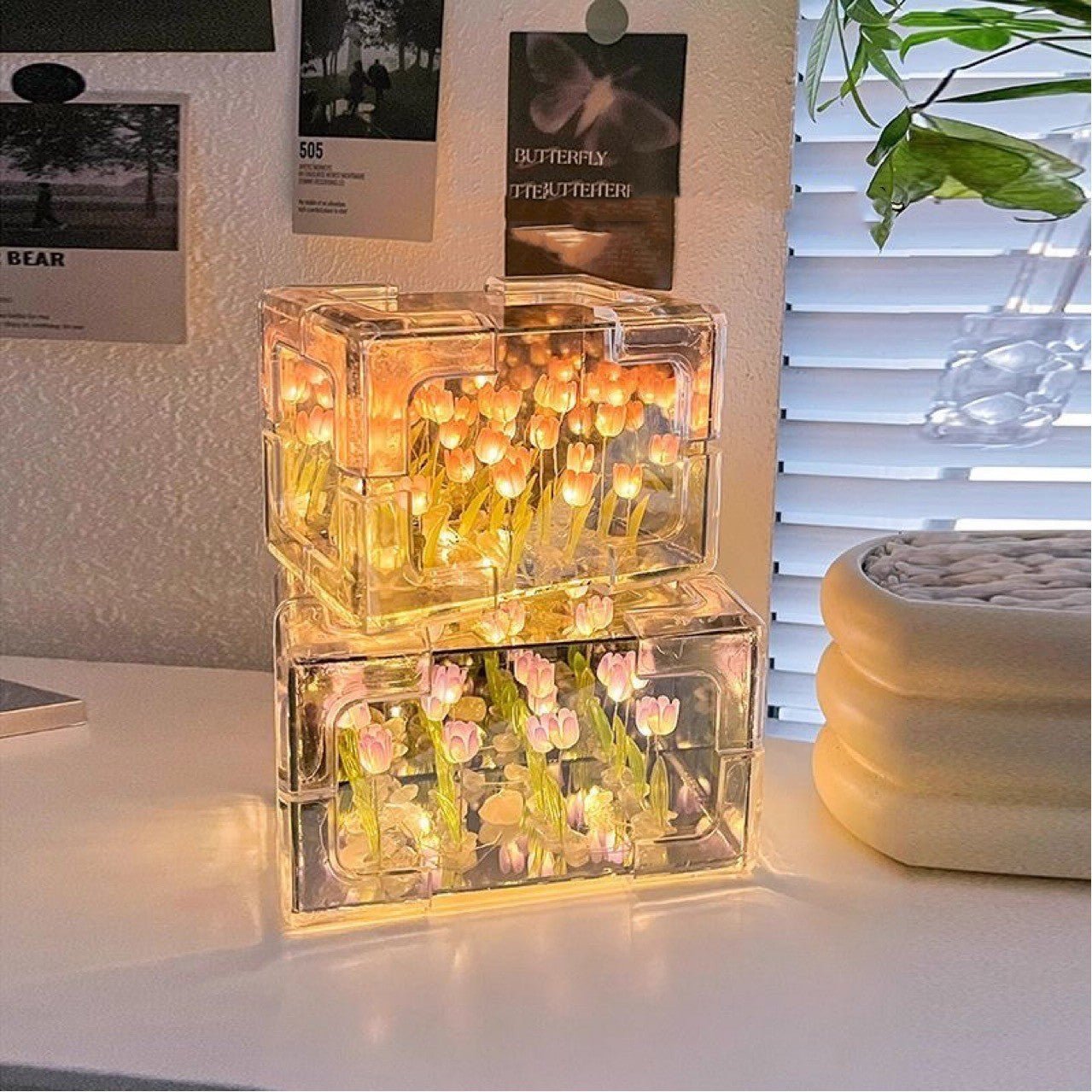 Flower Sea Rubik's Cube Tulip 3D Small Night Lamp - EASY BUYZ