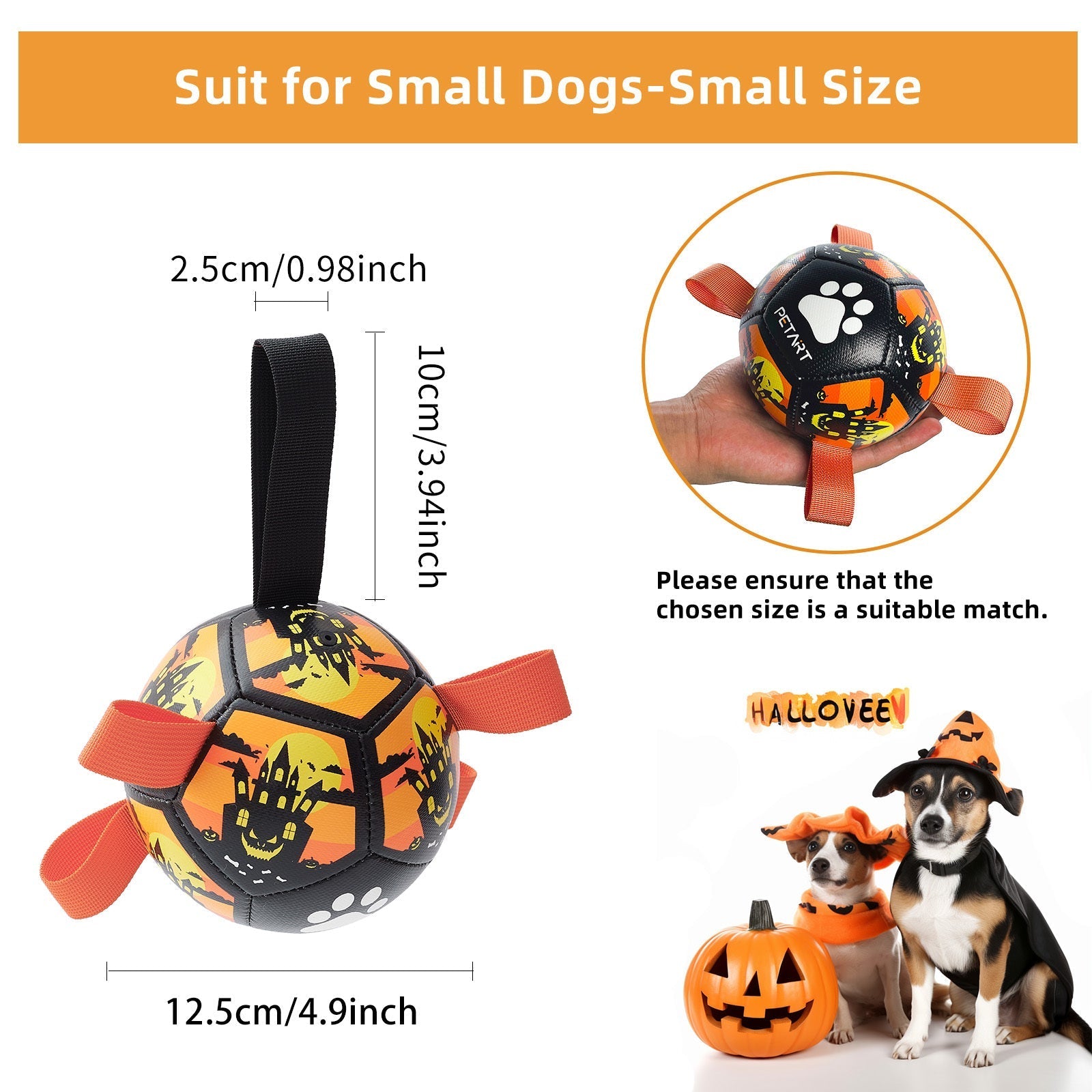 Interactive dog soccer ball with straps for small dogs - EASY BUYZ